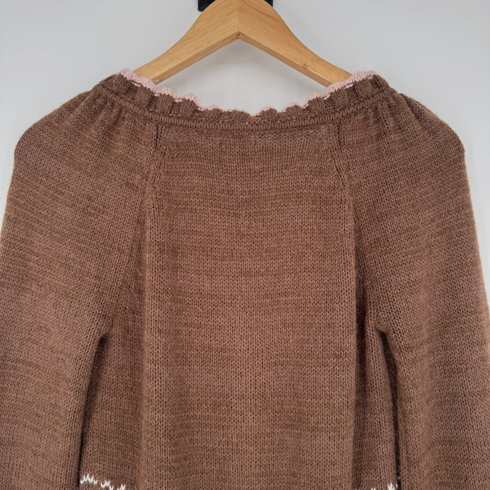 Kimchi Blue Floral Bow Cardigan S Brown Cotton Bld Coquette Balletcore Sweater - Picture 6 of 14
